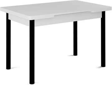 Кухонный стол раздвижной Милан-1 EVO, ноги металлические черные, белый цемент в Ульяновске