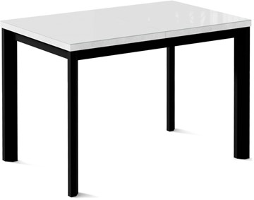 Кухонный стол раскладной Нагано-1G (ноги черные, стекло cristal/белый цемент) в Ульяновске
