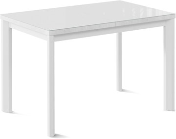 Кухонный стол раздвижной Нагано-2G (ноги металлические белые, стекло cristal/белый цемент) в Ульяновске
