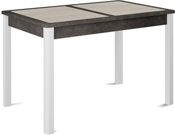 Кухонный стол раздвижной Ницца-1 ПЛ (ноги белые, плитка бежевая/серый камень) в Ульяновске