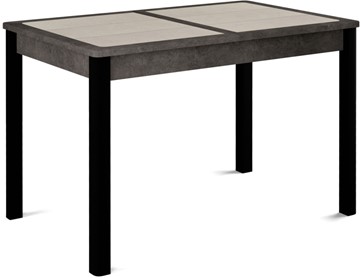 Кухонный стол раскладной Ницца-2 ПЛ (ноги черные, плитка бежевая/серый камень) в Ульяновске