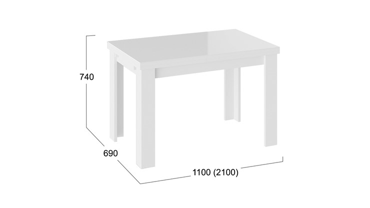 Стол раздвижной Норман тип 1, цвет Белый/Стекло белый глянец в Ульяновске - изображение 2