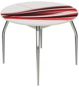 Кухонный раскладной стол Ривьера - Круг, ноги метал. крашеные №24, ФП (Текстура №50) в Ульяновске