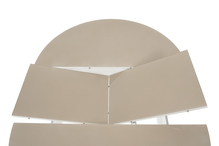 Кухонный раскладной стол Ривьера исп. круг хром №5 (стекло белое/черный) в Ульяновске - изображение 4