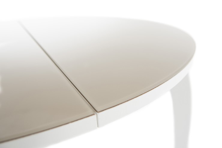 Кухонный раскладной стол Ривьера исп. круг хром №5 (стекло белое/черный) в Ульяновске - изображение 6