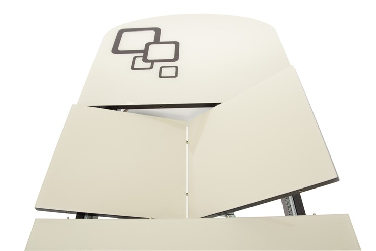 Кухонный раскладной стол Ривьера мини дерево №1, Рисунок квадро (стекло черное/белый/белый) в Ульяновске - изображение 4