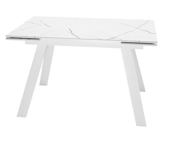 Раздвижной стол SKL 140, керамика белый мрамор/подстолье белое/ножки белые в Ульяновске