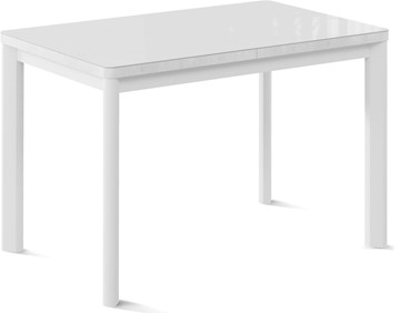 Кухонный стол раскладной Токио-2G (ноги металлические белые, cтекло cristal/белый цемент) в Ульяновске