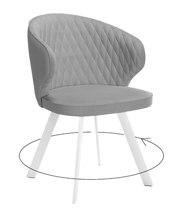 Мягкий стул 249 Поворотный, Микровелюр B22 Grey / опоры белые в Ульяновске - изображение