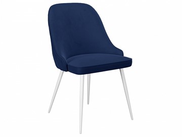 Обеденный стул 256, микровелюр К17 синий, ножки белые в Ульяновске