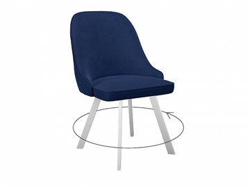 Обеденный стул 266 поворотный, микровелюр K17 синий, ножки белые в Ульяновске