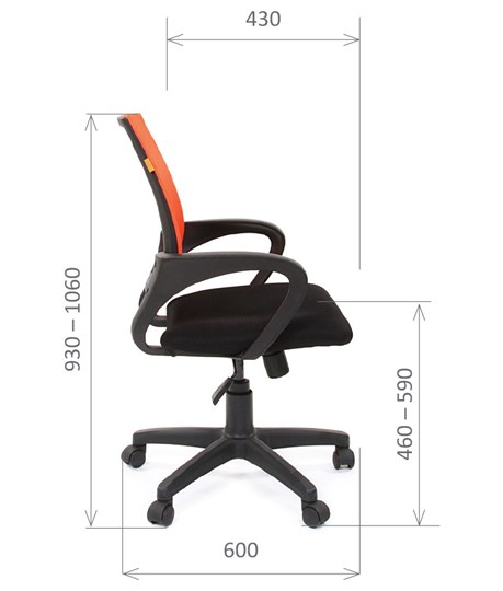Кресло компьютерное CHAIRMAN 696 black Сетчатый акрил DW66 оранжевый в Ульяновске - изображение 2