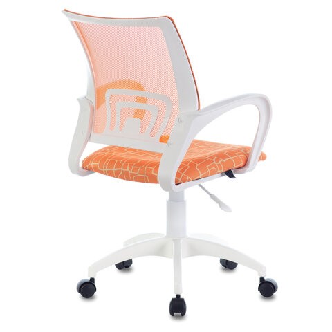 Кресло компьютерное Brabix Fly MG-396W (с подлокотниками, пластик белый, сетка, оранжевое с рисунком "Giraffe") 532402 в Ульяновске - изображение 1