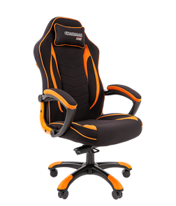 Кресло игровое CHAIRMAN GAME 28 Полиэстер комбинированная ткань оранжевый/черный в Ульяновске