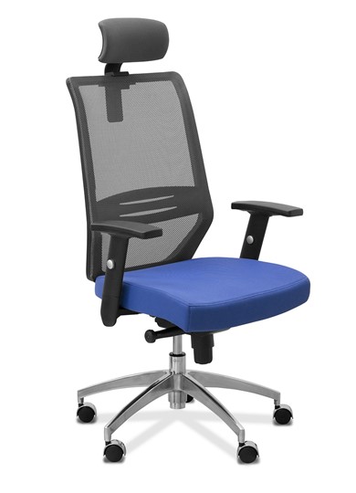 Офисное кресло Aero с подголовником, сетка/ткань TW / черная/ синяя в Ульяновске - изображение 9