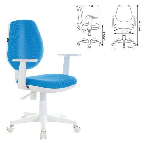 Офисное кресло Brabix Fancy MG-201W (с подлокотниками, пластик белый, голубое) 532411 в Ульяновске - изображение 4