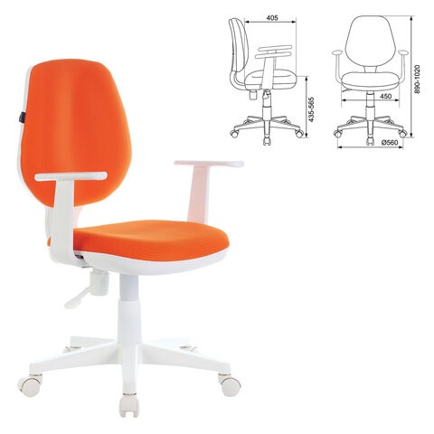 Кресло Brabix Fancy MG-201W (с подлокотниками, пластик белый, оранжевое) 532410 в Ульяновске - изображение 3