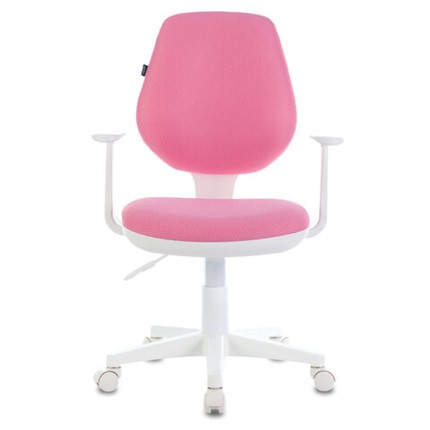 Кресло компьютерное Brabix Fancy MG-201W (с подлокотниками, пластик белый, розовое) 532409 в Ульяновске - изображение