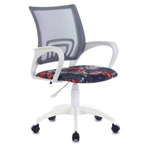 Офисное кресло Brabix Fly MG-396W (с подлокотниками, пластик белый, сетка, серое с рисунком "Graffity") 532404 в Ульяновске - предосмотр