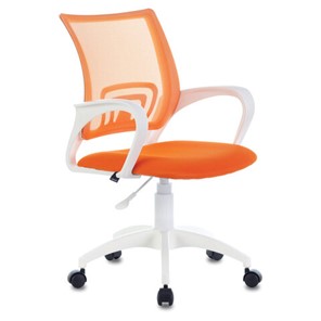 Кресло компьютерное Brabix Fly MG-396W (с подлокотниками, пластик белый, сетка, оранжевое) 532401 в Ульяновске