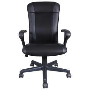 Кресло офисное Brabix Optima MG-370 (с подлокотниками, экокожа/ткань, черное) 531580 в Ульяновске