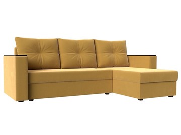 Угловой диван с оттоманкой Атланта Лайт Б/С, Желтый (Микровельвет) в Ульяновске