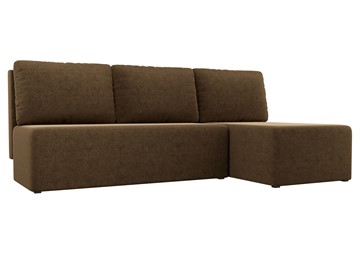 Угловой диван с оттоманкой Поло, Коричневый (микровельвет) в Ульяновске