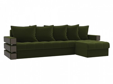 Угловой диван с оттоманкой Венеция, Зеленый (микровельвет) в Ульяновске