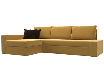 Угловой диван для гостиной Версаль, Желтый/Коричневый (микровельвет) в Ульяновске
