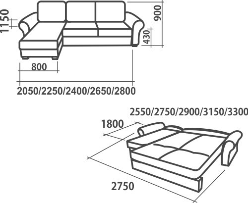 Угловой диван Аккордеон-1, 315 (круглые подлокотники) с коробом, Элакс в Ульяновске - изображение 1