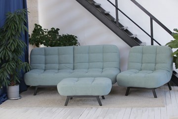 Комплект мебели Абри цвет мята кресло + диван + пуф опора металл в Ульяновске
