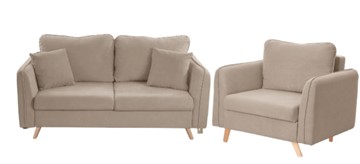Комплект мебели Бертон бежевый диван+ кресло в Ульяновске