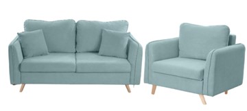 Комплект мебели Бертон голубой диван+ кресло в Ульяновске