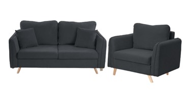 Комплект мебели Бертон графит диван+ кресло в Ульяновске