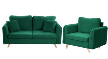 Комплект мебели Бертон изумрудный диван+ кресло в Ульяновске - предосмотр