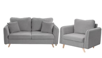 Комплект мебели Бертон серый диван+ кресло в Ульяновске