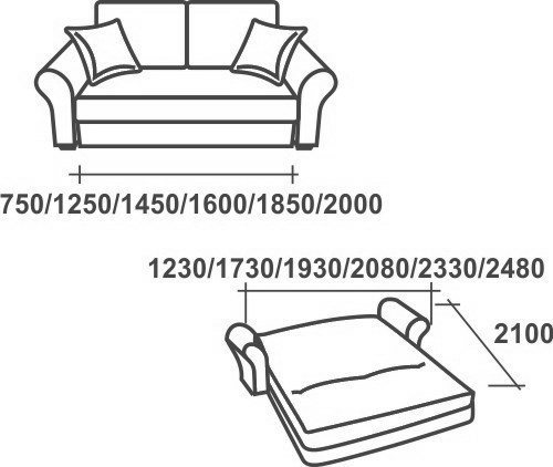 Прямой диван Аккордеон-1, 155 (круглые подлокотники), Элакс в Ульяновске - изображение 2