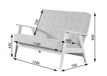 Прямой диван Ретро, двухместный (беленый дуб / RS 29 - бирюзовый) в Ульяновске - предосмотр 3
