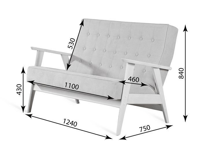 Прямой диван Ретро, двухместный (беленый дуб / RS 29 - бирюзовый) в Ульяновске - изображение 3