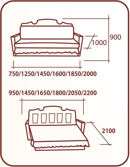 Прямой диван Аккордеон Бук 120, НПБ, Радуга в Ульяновске - изображение 1