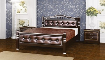 Спальная кровать Карина-11 (Орех Темный, обивка бриллиант) 140х200 в Ульяновске