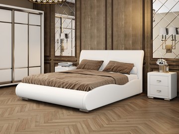Двуспальная кровать Corso-8 Lite 160х200, Экокожа (Белый) в Ульяновске
