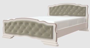 Кровать 2-х спальная Карина-10 (Дуб Молочный, светлая обивка) 160х200 в Ульяновске