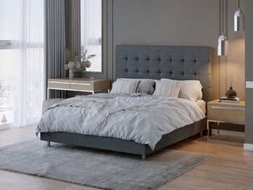 Кровать 2-спальная Madrid Boxspring Standart 160х200, Рогожка (Savana Grey (серый)) в Ульяновске