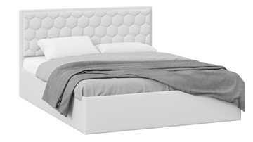 Кровать спальная с подъемным механизмом Порто (Экокожа белая Polo) без заглушины в Ульяновске