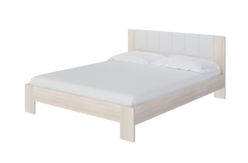 Кровать спальная Soft 1, 160х200, ЛДСП Дуб Шамони+экокожа (Дуб Шамони с белым) в Ульяновске