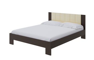 Двуспальная кровать Soft 1, 160х200, ЛДСП Венге+экокожа (Дуб Венге/Athens Светло-бежевый) в Ульяновске