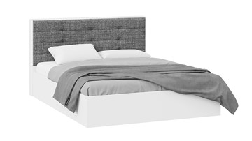 Кровать в спальню с подъемным механизмом Тесса (Белый Жемчуг/Рогожка серая) в Ульяновске