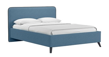 Кровать с механизмом Миа, 140 Bravo blue (светло-синий) / кант Лайт 10 Велюр (коричневый) + кроватное дно в Ульяновске