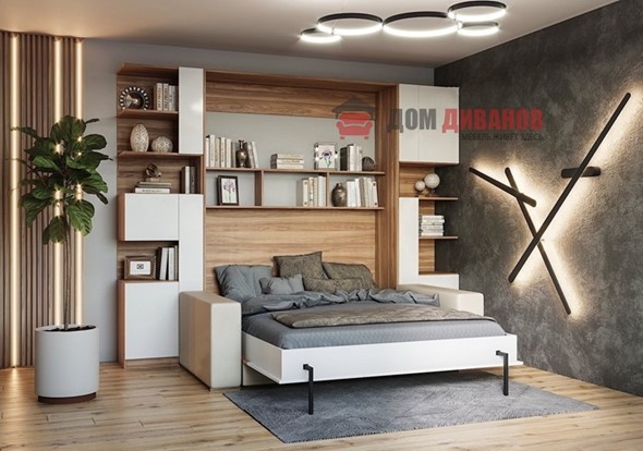 Кровать-шкаф с диваном Дина, 1400х2000 в Ульяновске - изображение